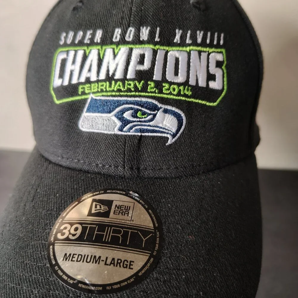 Seattle Seahawks Super Bowl Champions New Era Hat Cap 39thirty Medium Large - Picture 2 of 10